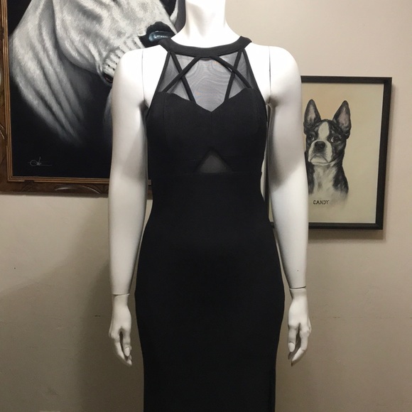 honey and rosie Dresses & Skirts - Honey and Rosie Black Halter Mesh Prom Dress